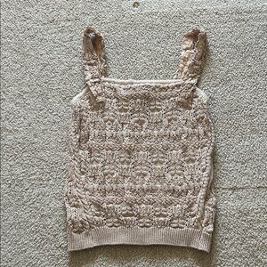 Chic Lace Knit Women's Tank Top - Cream